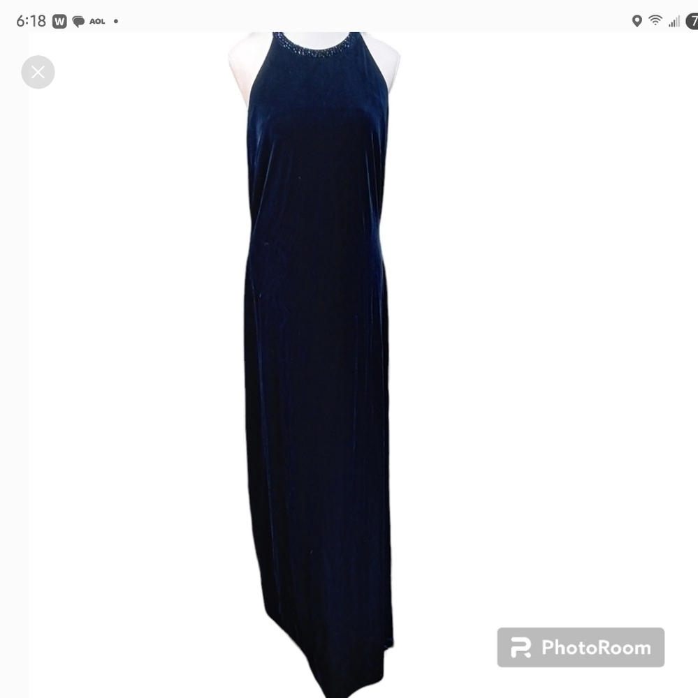 Elegant Reggio Navy Blue Velvet Dress